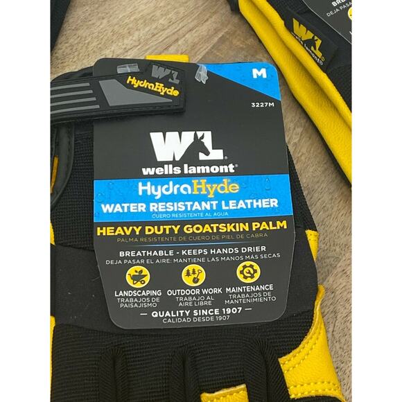 3 Pack Wells Lamont HydraHyde Heavy Duty Water Resistant Leather Work Gloves M - Picture 2 of 8
